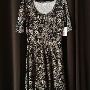 NWT Lularoe Nicole - Black / Cream Floral Print